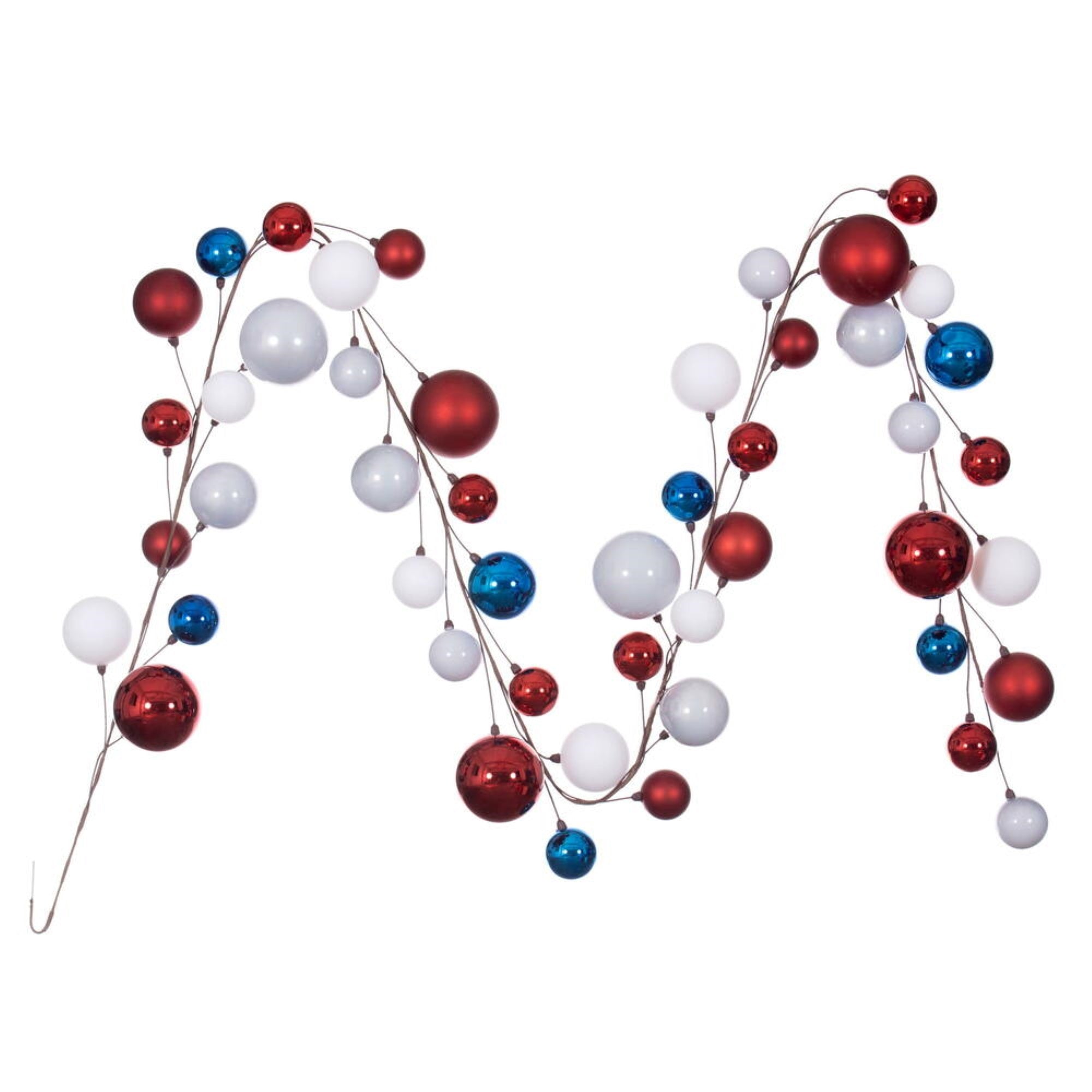 Vickerman 10' Red, White, And Blue Assorted Finish Branch Ball Ornament .