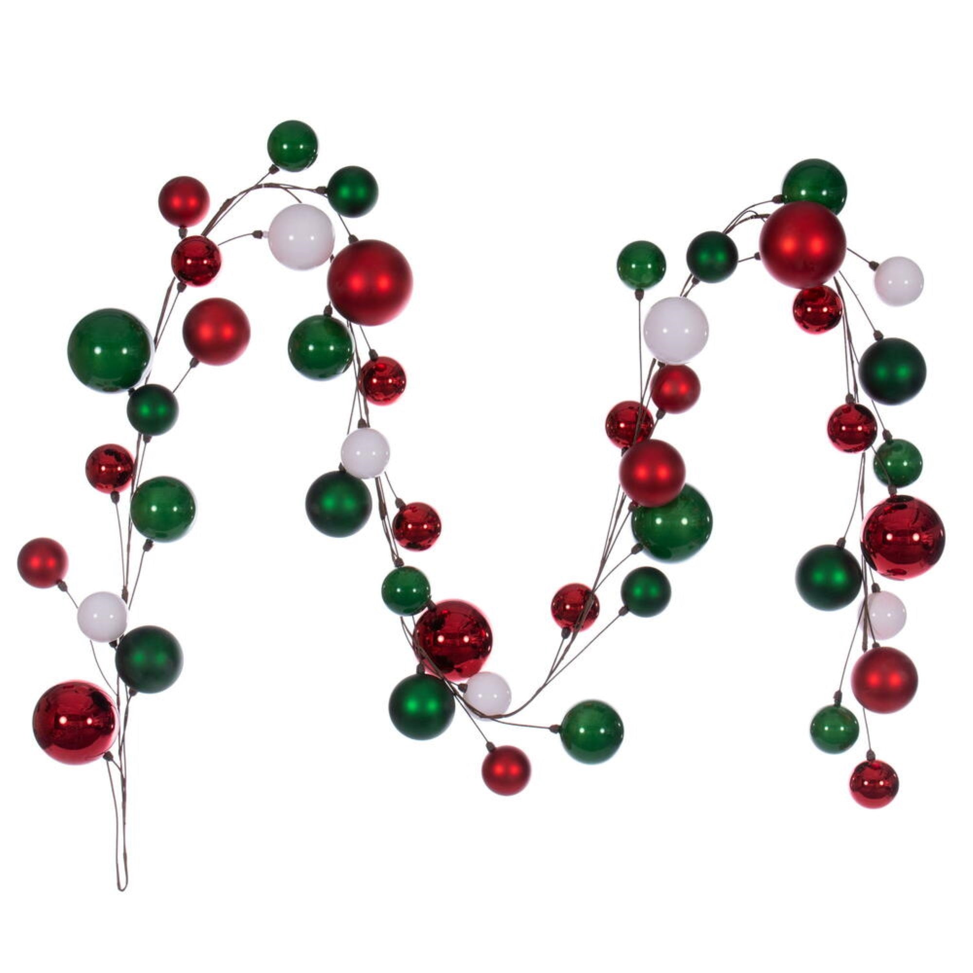Vickerman 10' White, Red, And Green Assorted Finish Branch Ball Ornament .