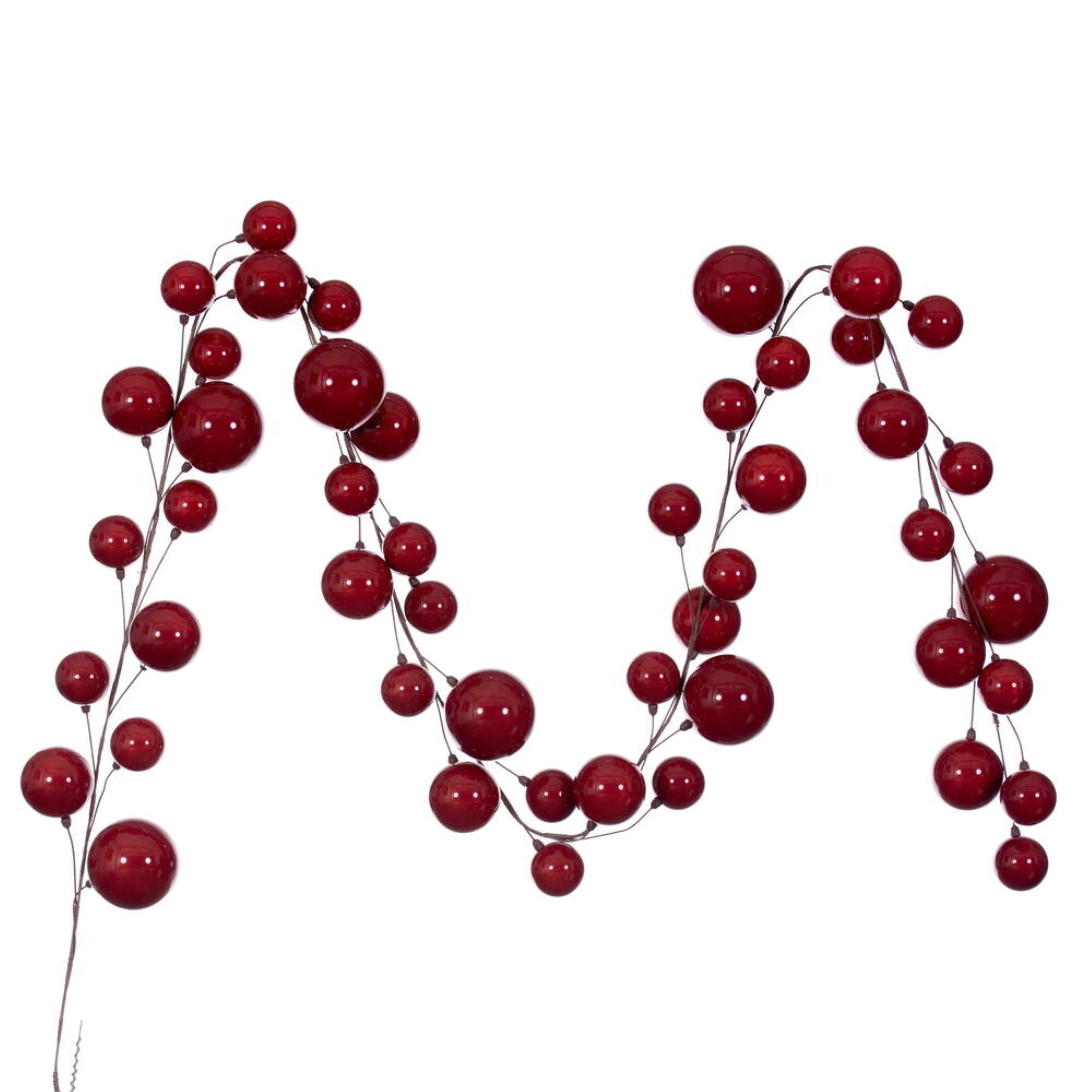 10' Red Pearl Branch Ball Garland