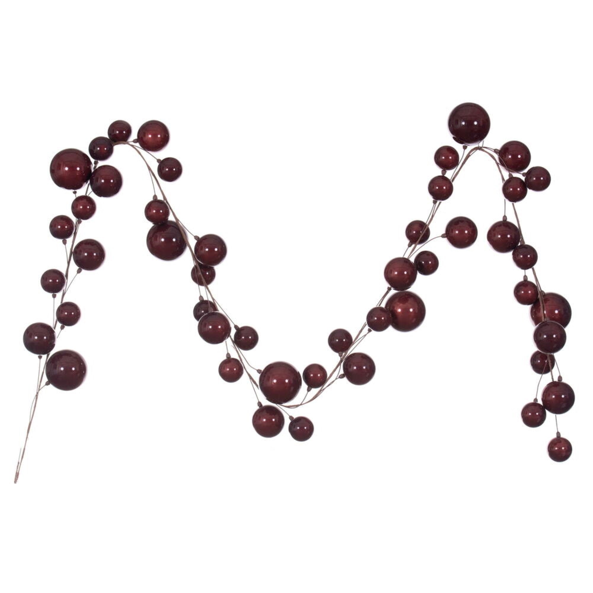 10' Wine Pearl Branch Ball Garland