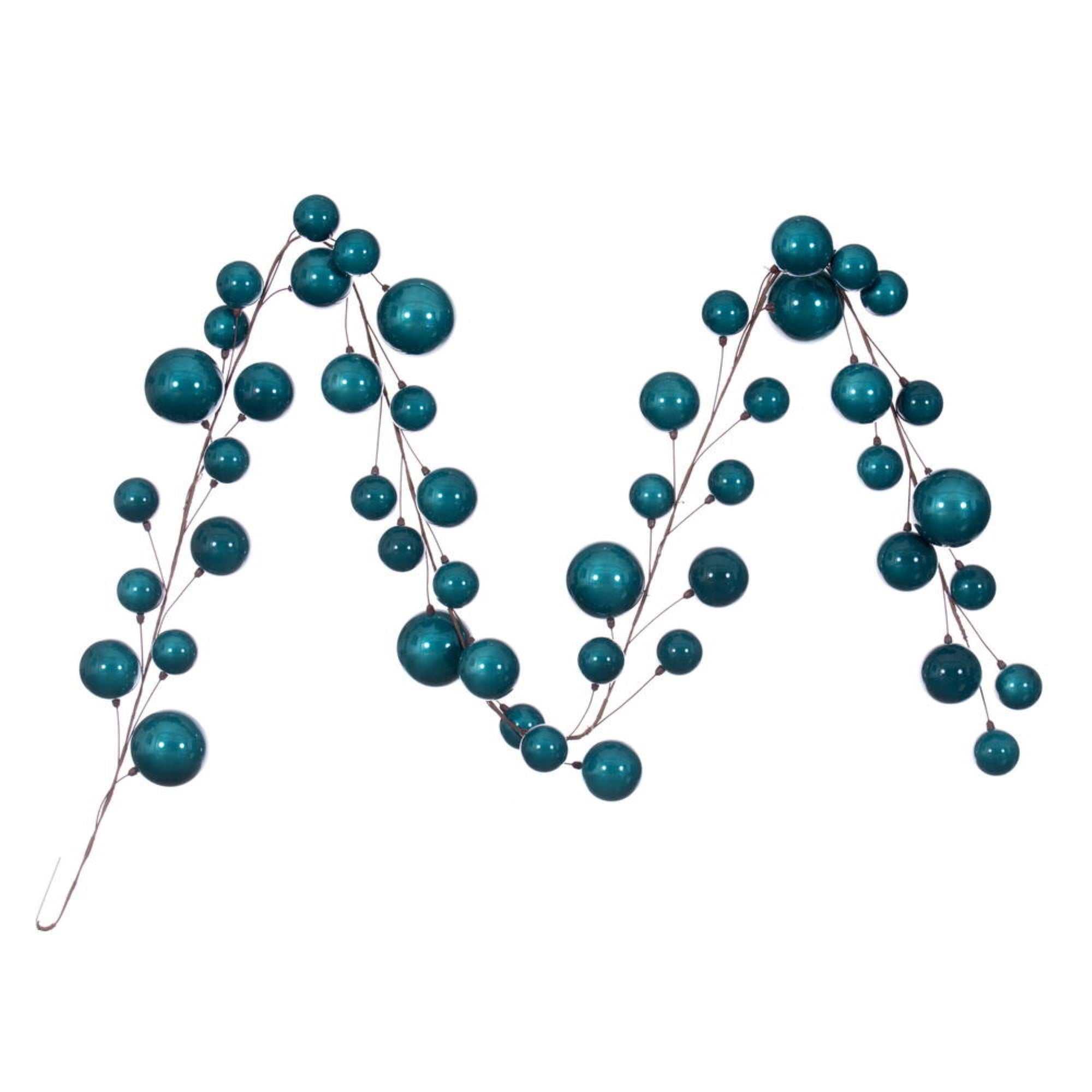10' Dark Teal Pearl Branch Ball Garland