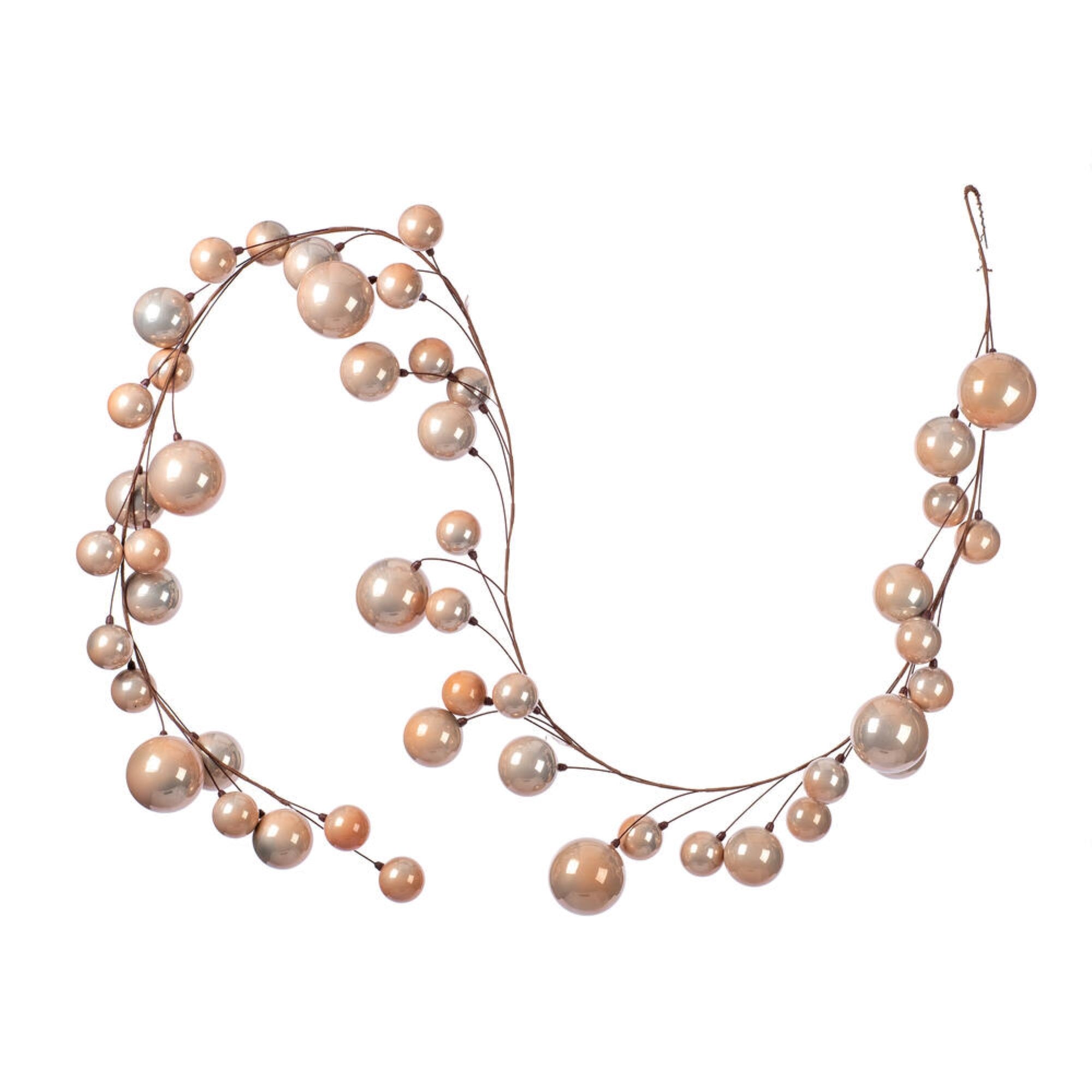 10' Rose Gold Pearl Branch Ball Garland
