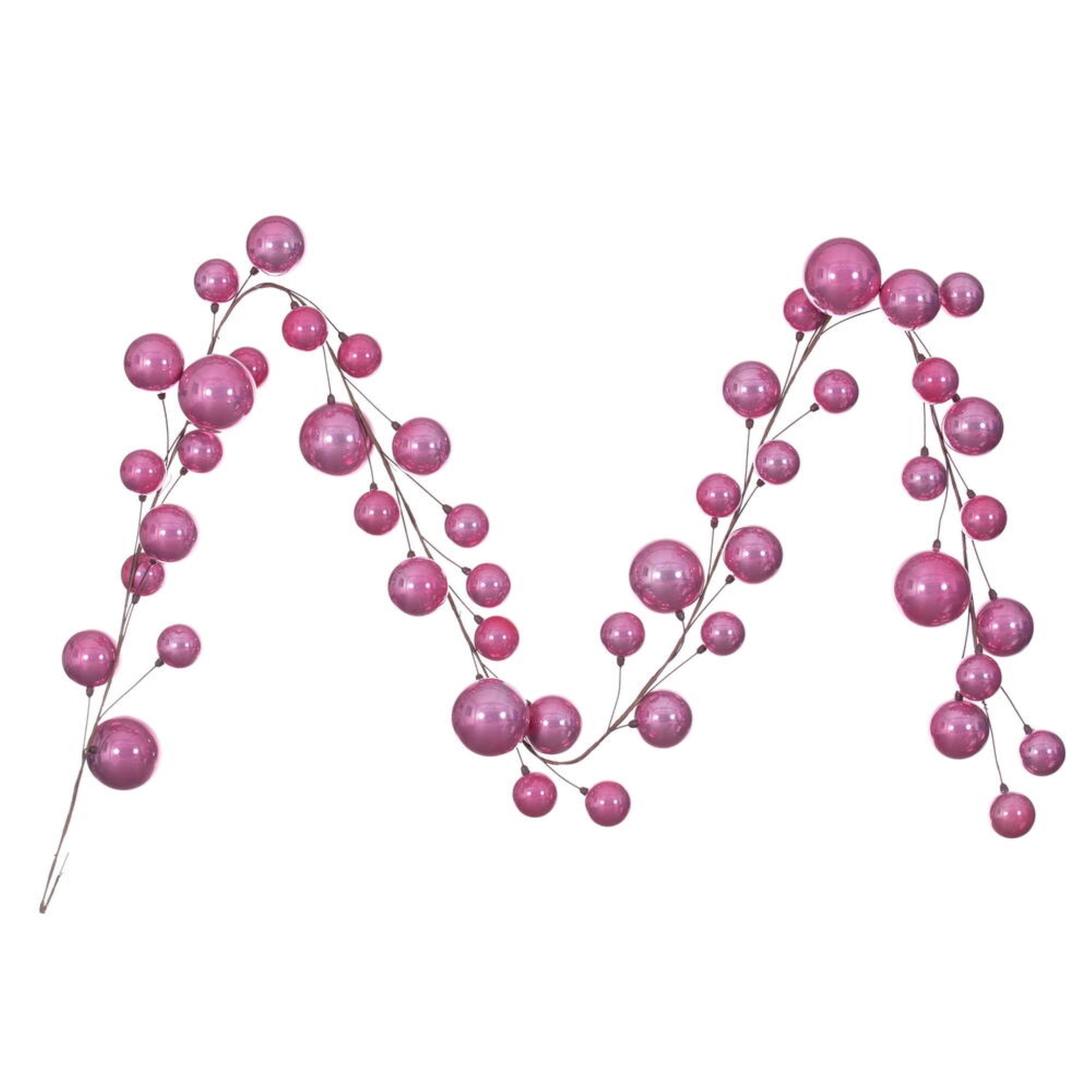 10' Pink Pearl Branch Ball Garland