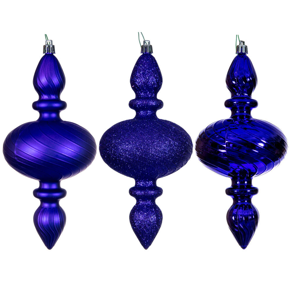 8.2” Purple Swirl Finial Orn 3/Asst