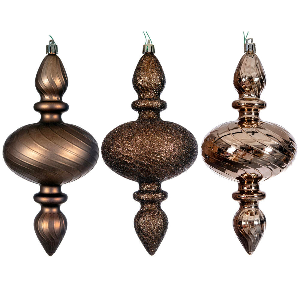 8.2” Mocha Swirl Finial Orn 3/Asst