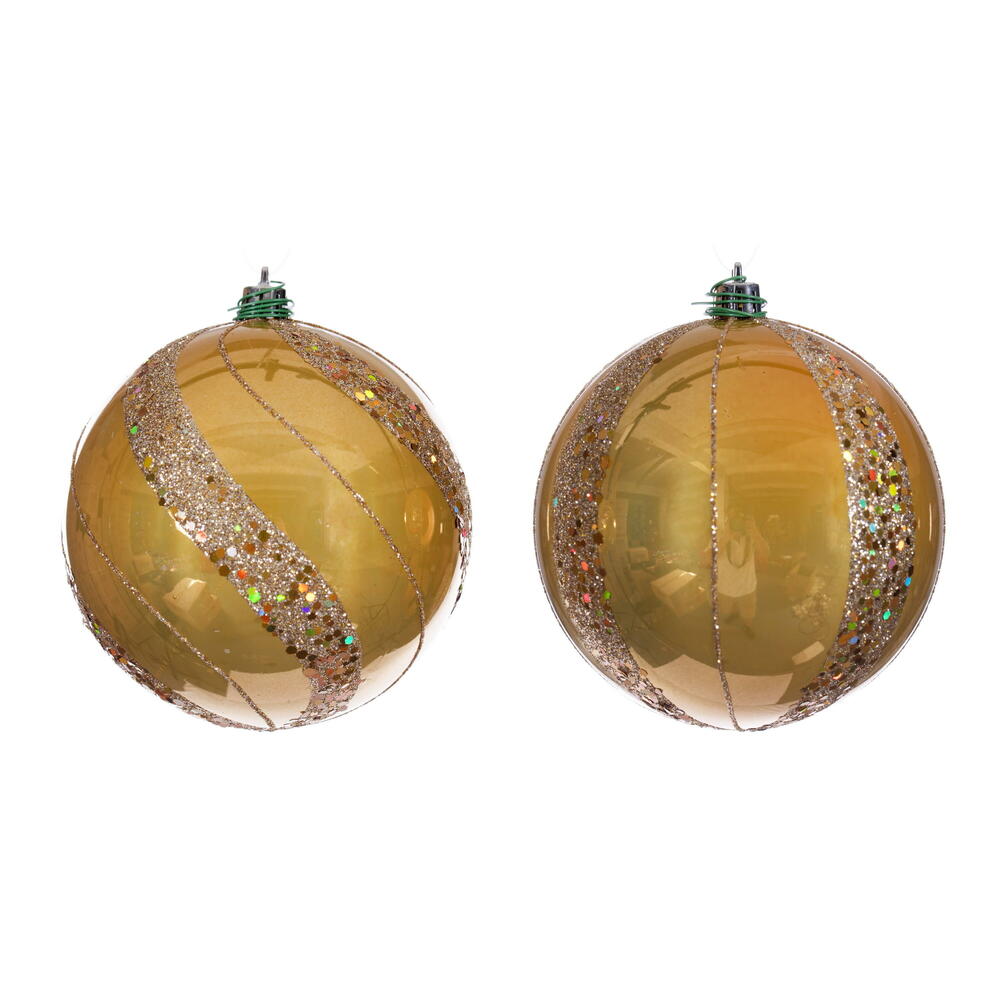 4” Gold Pearl Sequin Ball Orn 6/Asst