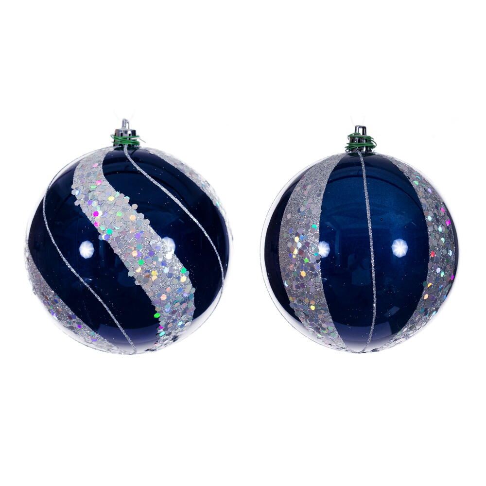 4” Midnt Blue Pearl Sequin Ball Orn 6/As