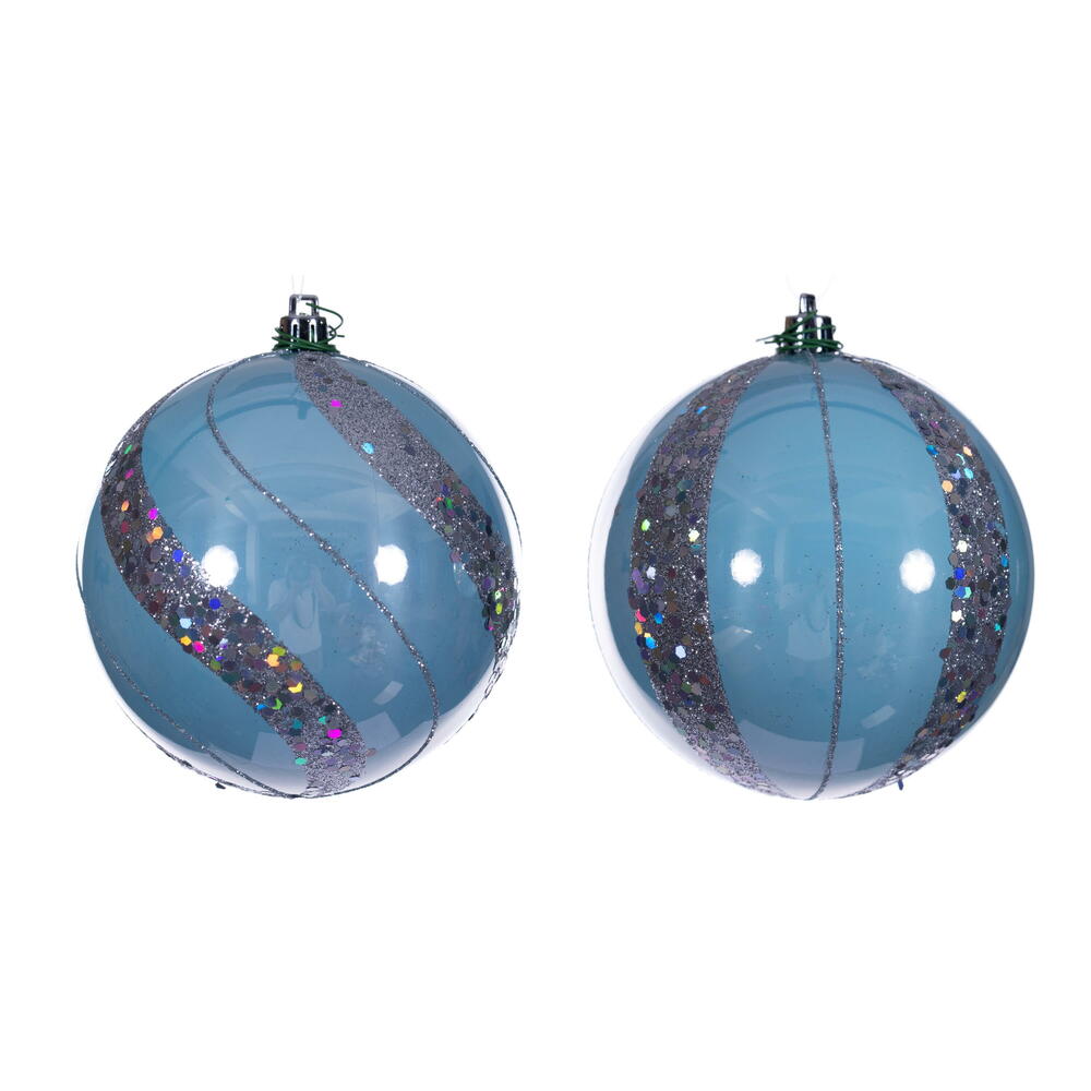 4” Baby Blue Pearl Sequin Ball Orn 6/Ass