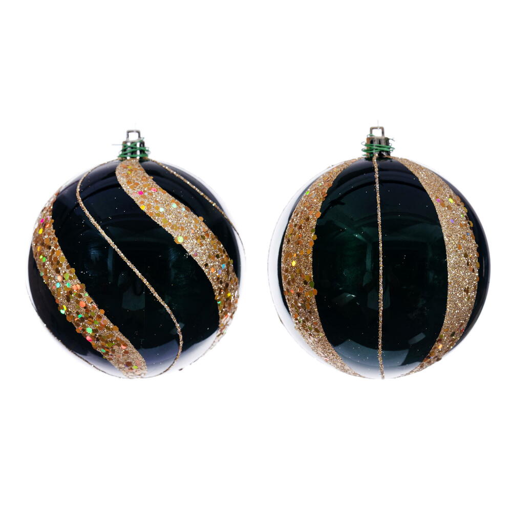 4” Midnight Green Pearl Ball Orn 6/Asst