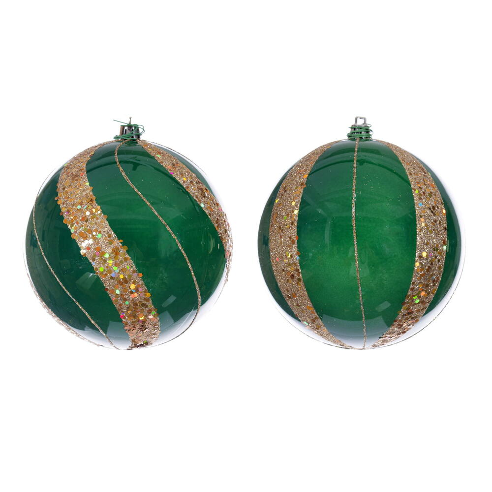 4.75” Green Pearl Sequin Ball Orn 4/Asst
