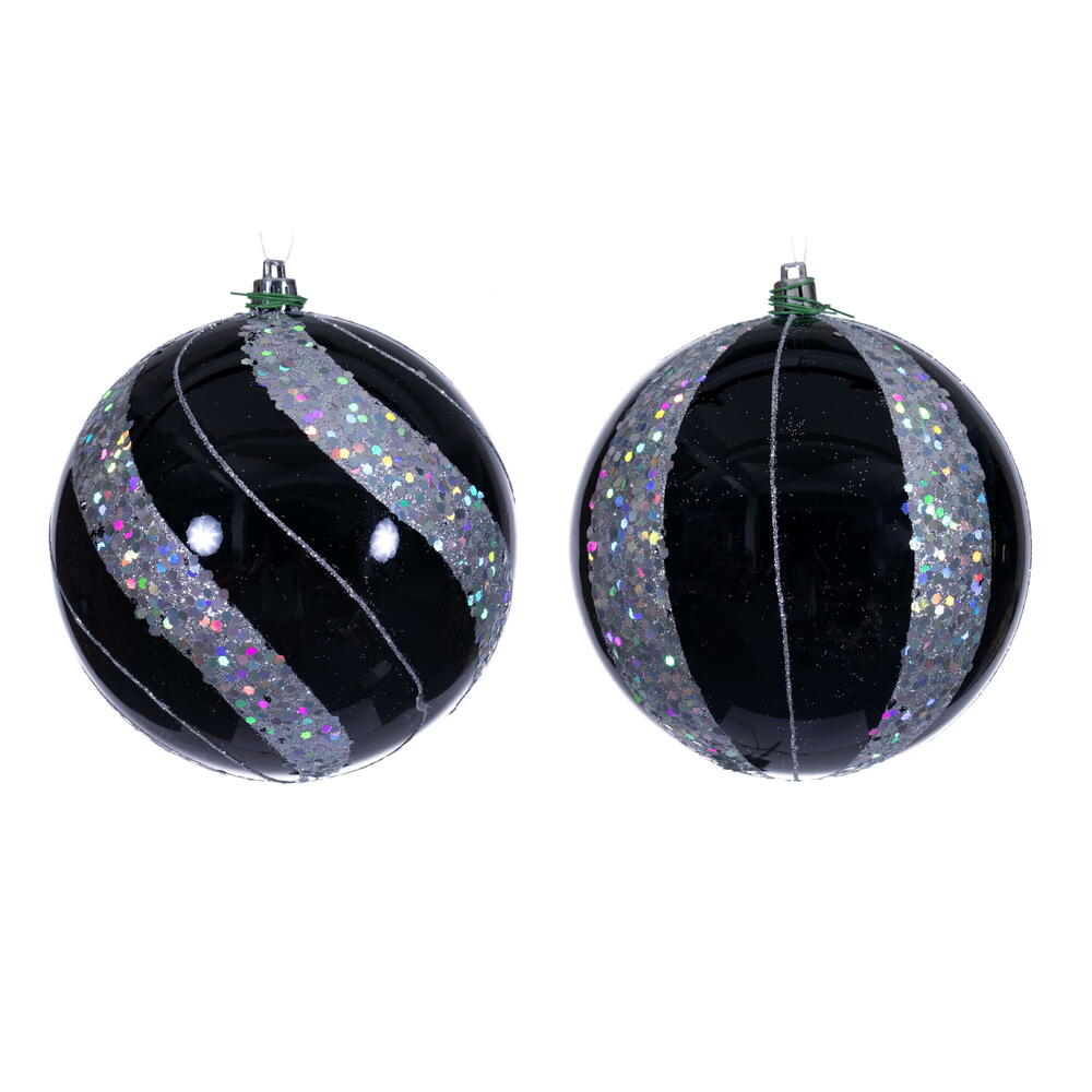 4.75” Black Pearl Sequin Ball Orn 4/Asst