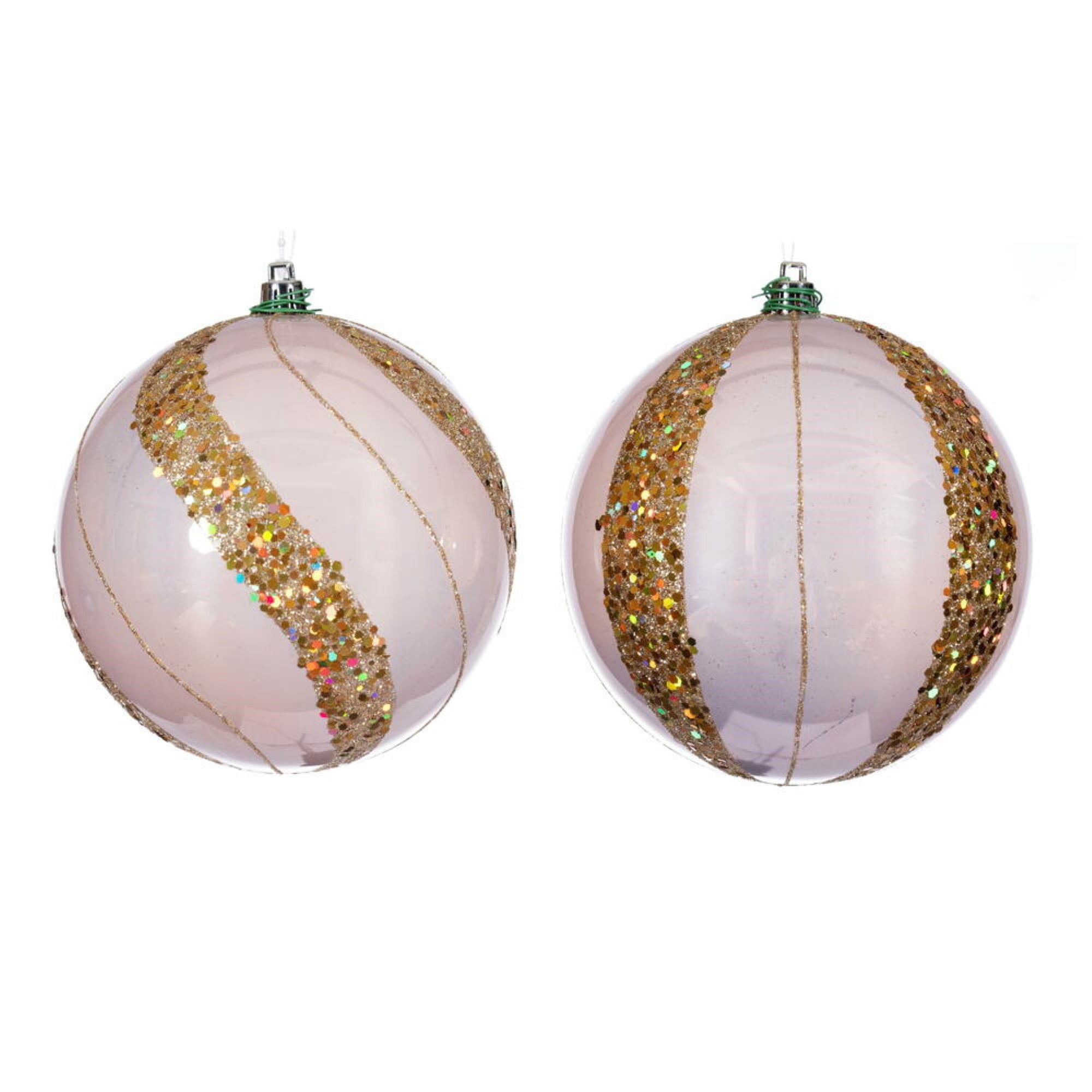 Vickerman 4.75” Rose Gold Pearl Sequin Ball Ornament Assortment