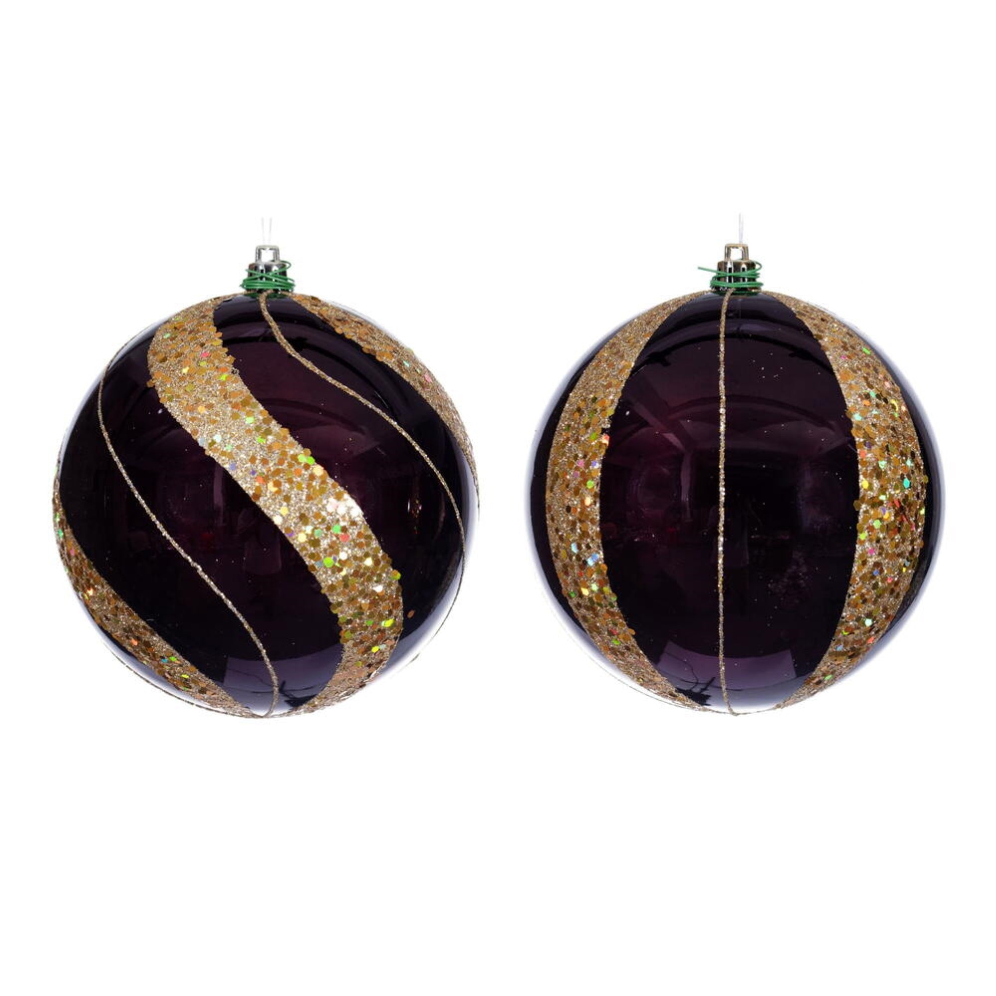 Vickerman 4.75” Burgundy Pearl Sequin Ball Ornament Assortment