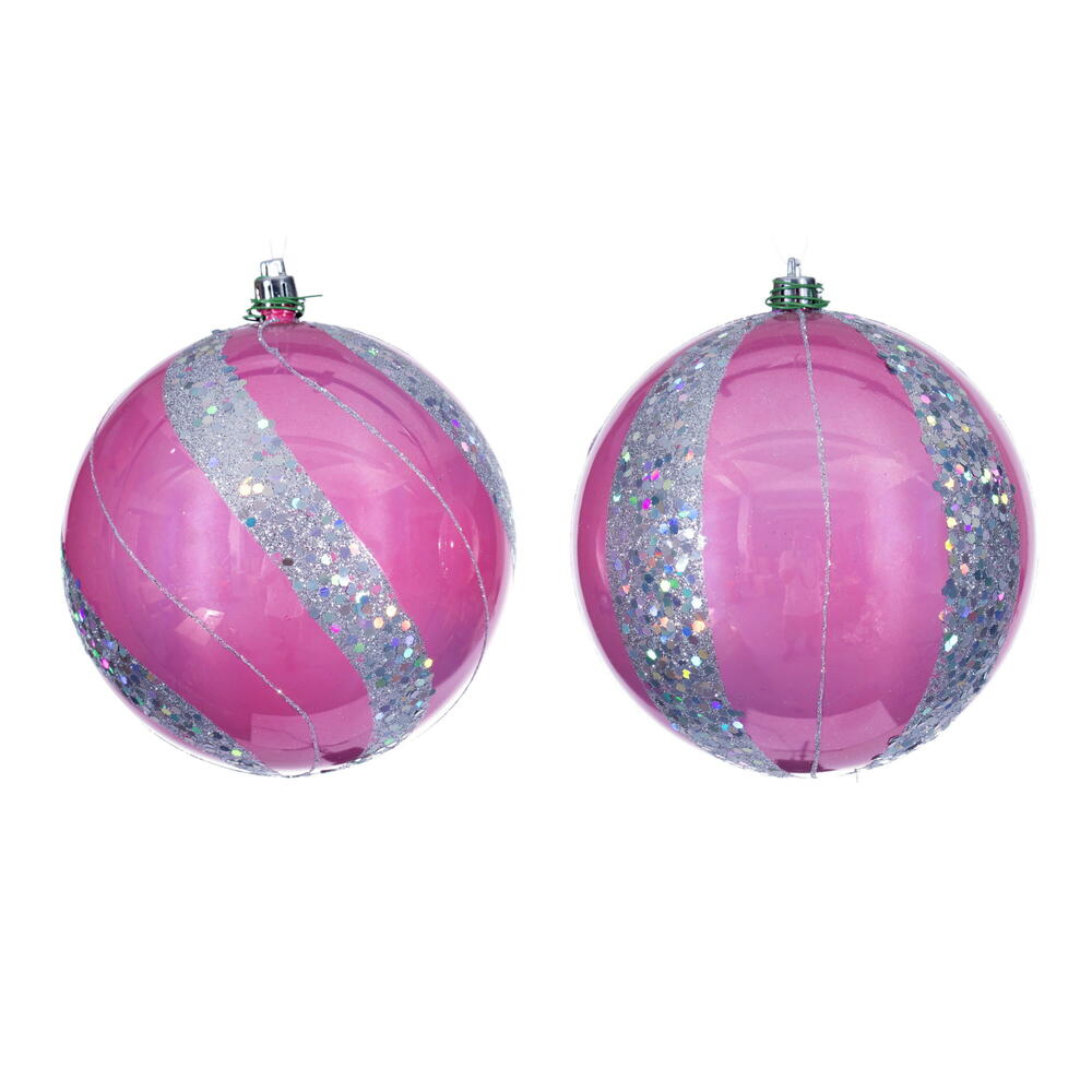 4.75” Pink Pearl Sequin Ball Orn 4/Asst