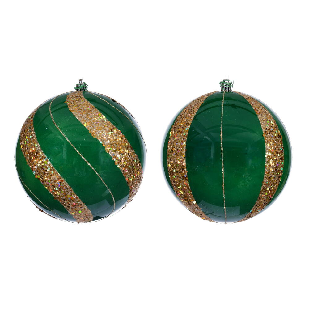 6” Green Pearl Sequin Ball Orn 4/Asst
