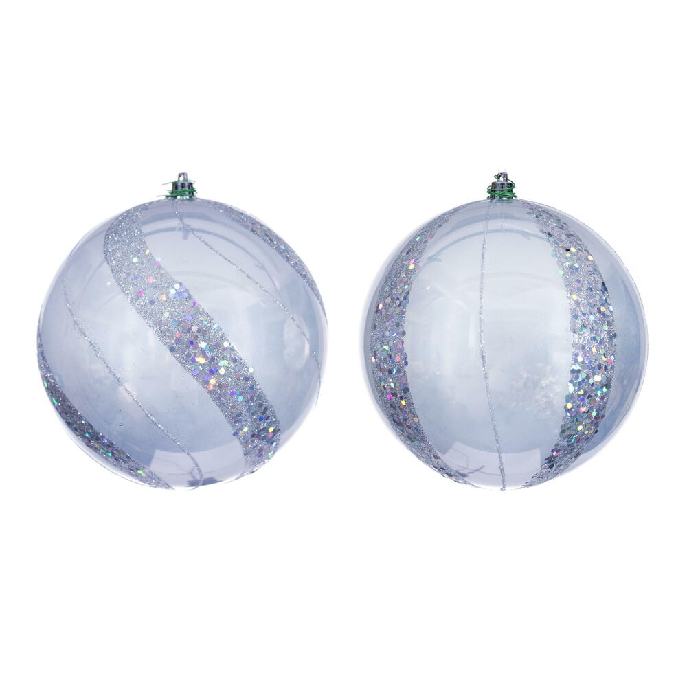6” Silver Pearl Sequin Ball Orn 4/Asst
