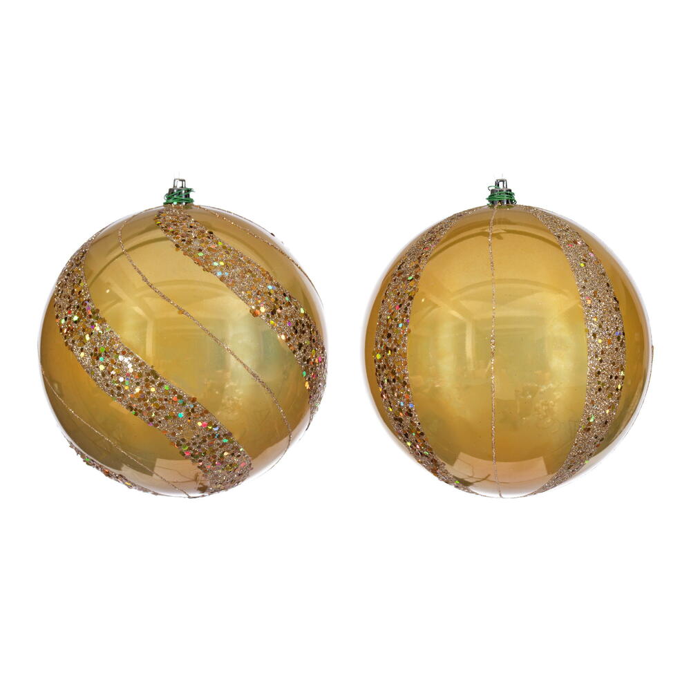 6” Gold Pearl Sequin Ball Orn 4/Asst
