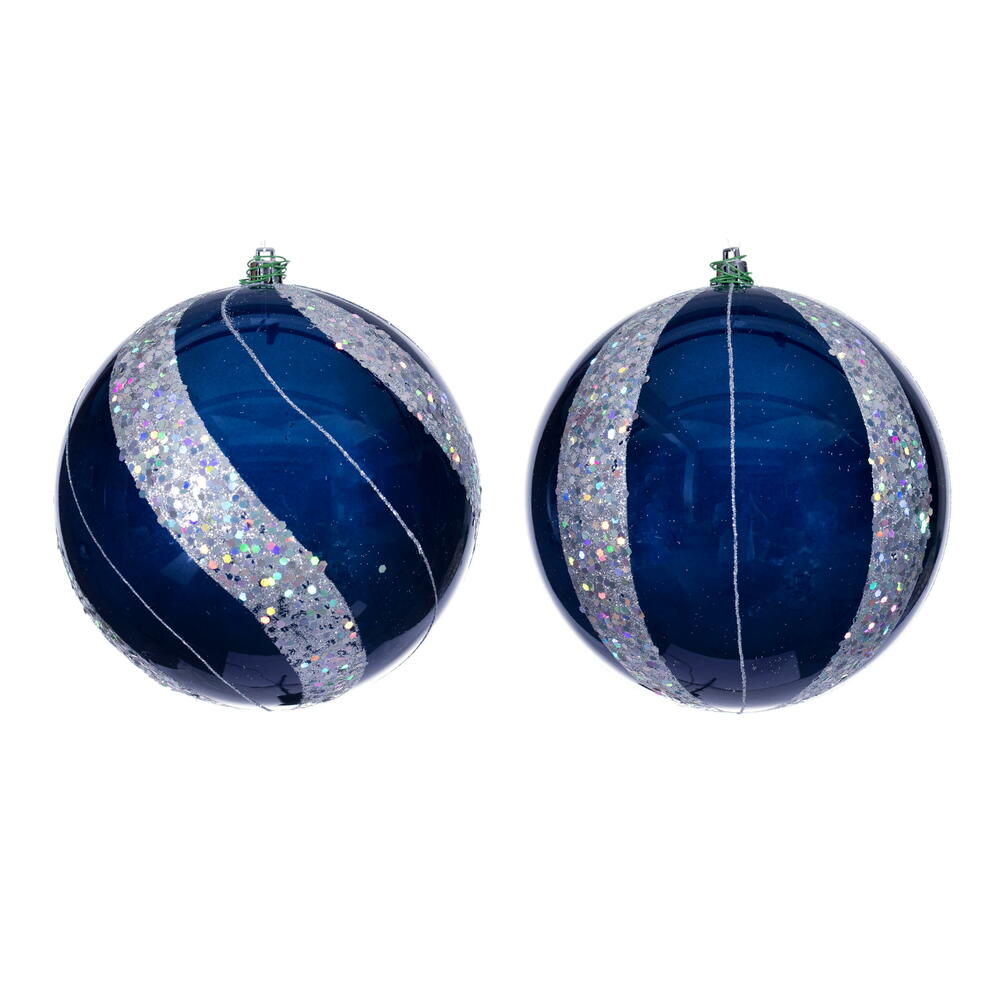 6” Midnt Blue Pearl Sequin Ball Orn 4/As