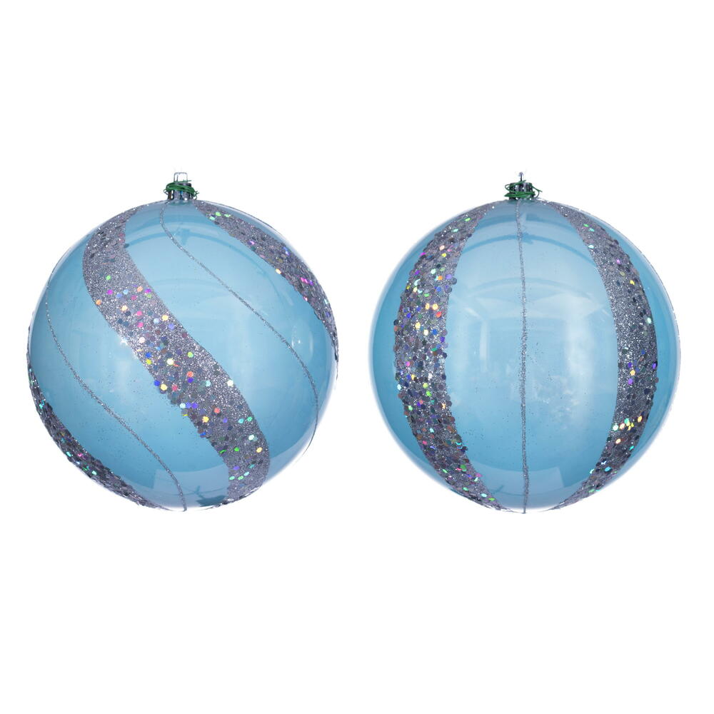 6” Baby Blue Pearl Sequin Ball Orn 4/Ass