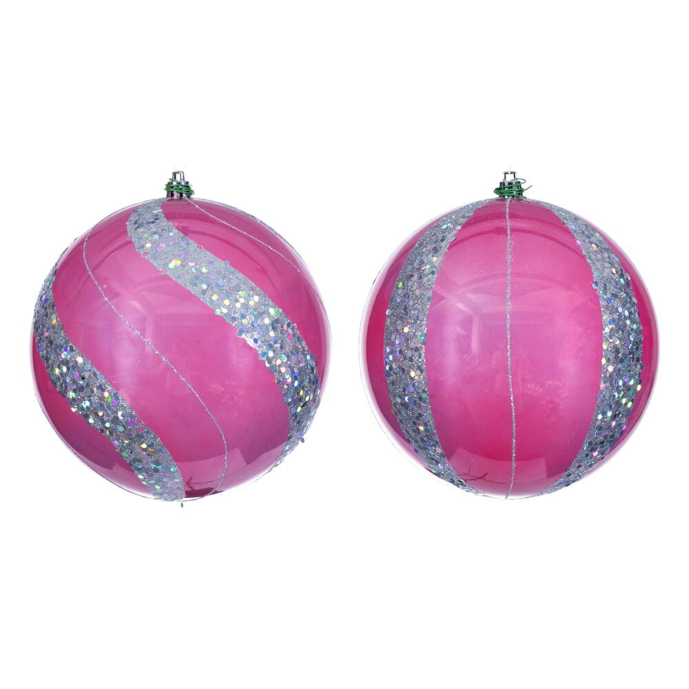 6” Pink Pearl Sequin Ball Orn 4/Asst