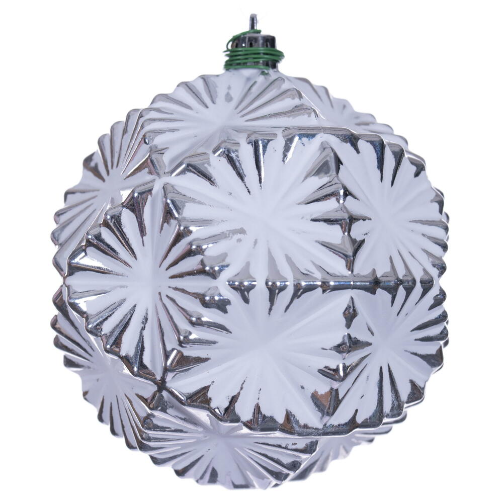4” Silver Etch Prism White Brsh Orn 6/Bg