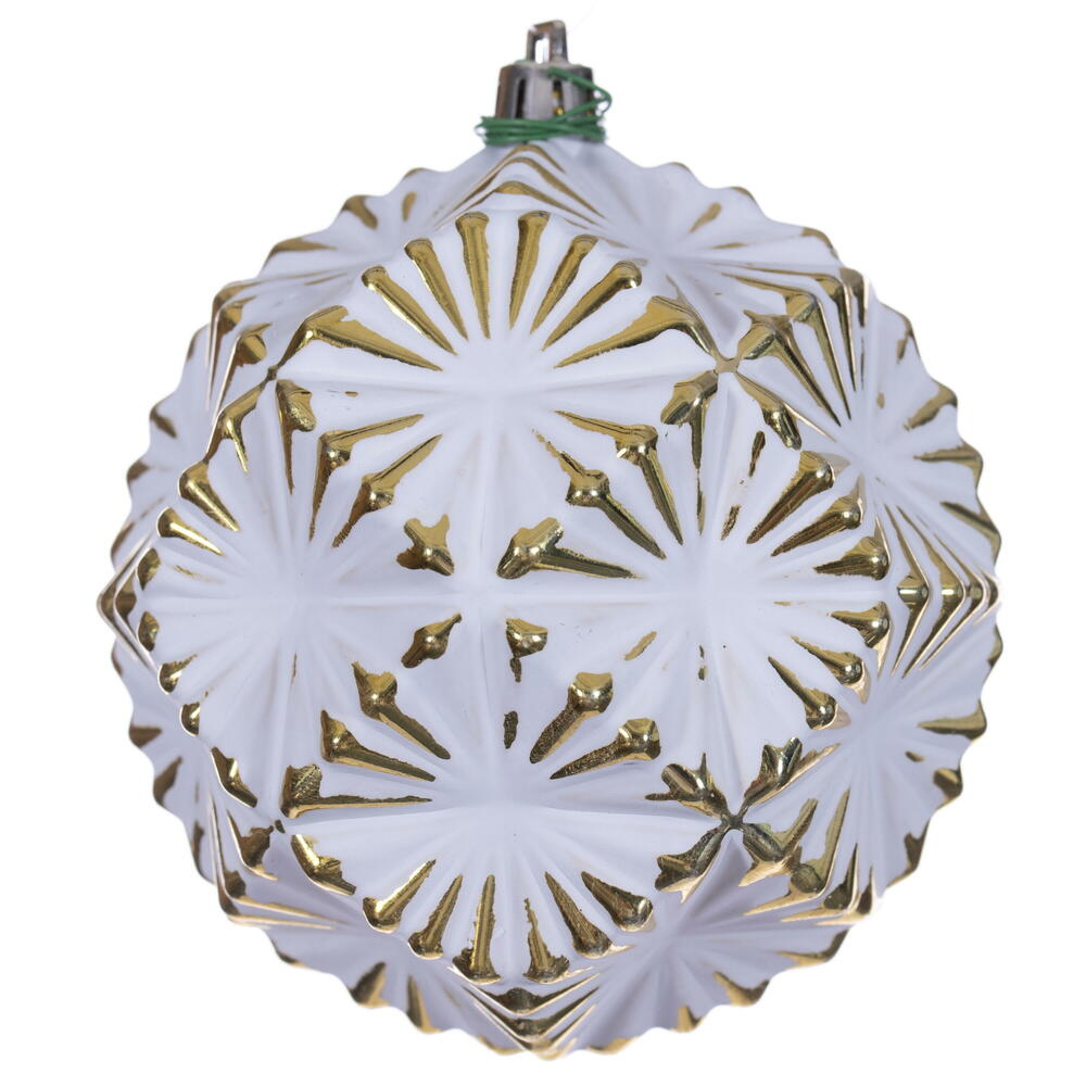 4” Gold Etch Prism White Brsh Orn 6/Bag