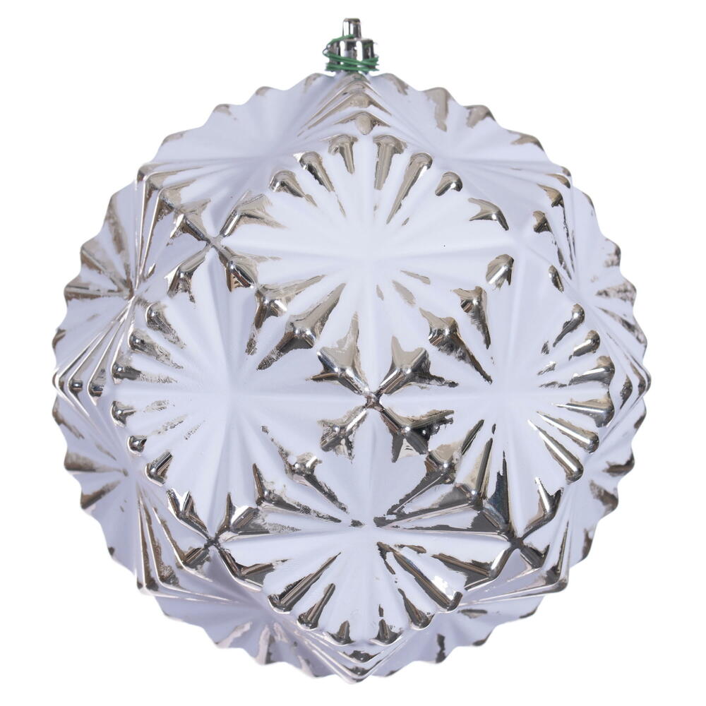 6” Champ Etch Prism White Brsh Orn 4/Bag
