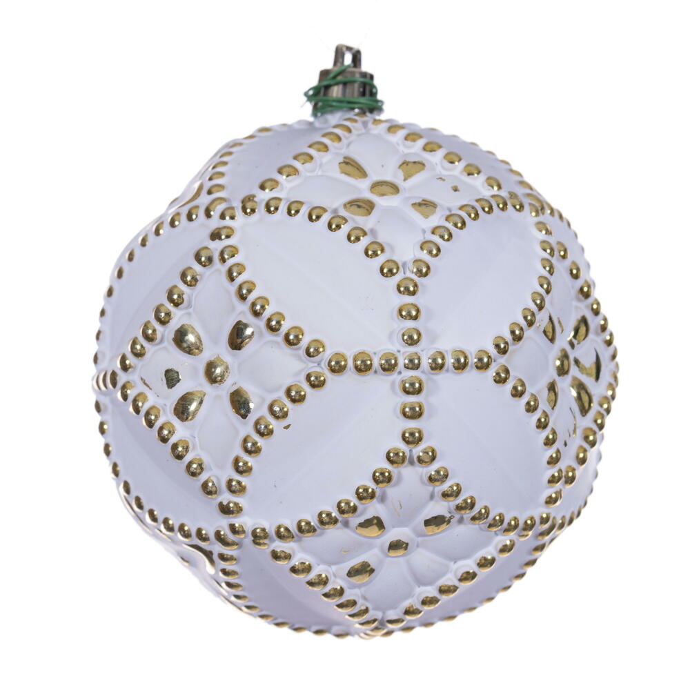 4” Gold Etch Antiq White Brsh Orn 6/Bag