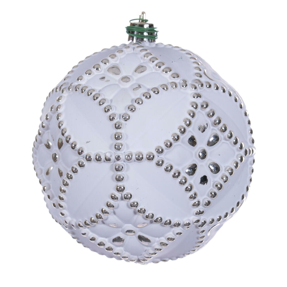 4” Champagne Etch Antiq White Brsh Orn 6