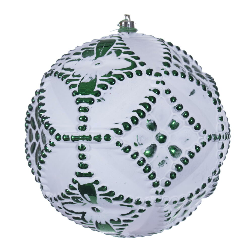 6” Emerald Etch Antiq White Brsh Orn 4/B