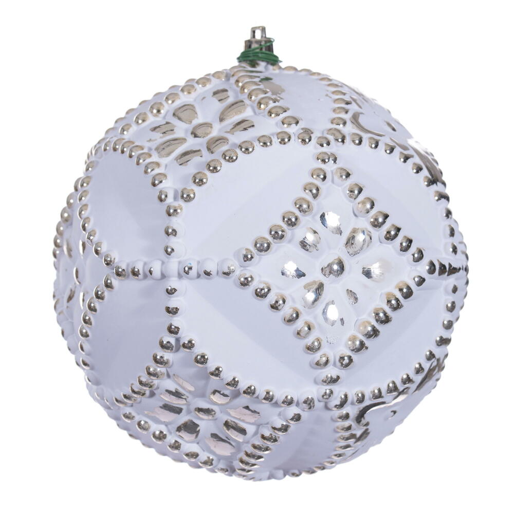 6” Champagne Etch Antiq White Brsh Orn 4