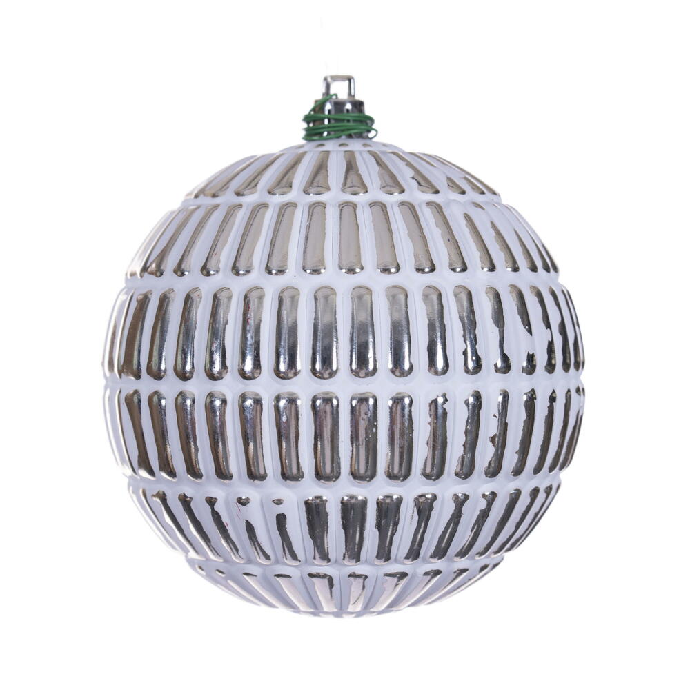 4” Champagne Etch Line White Brush Orn 6