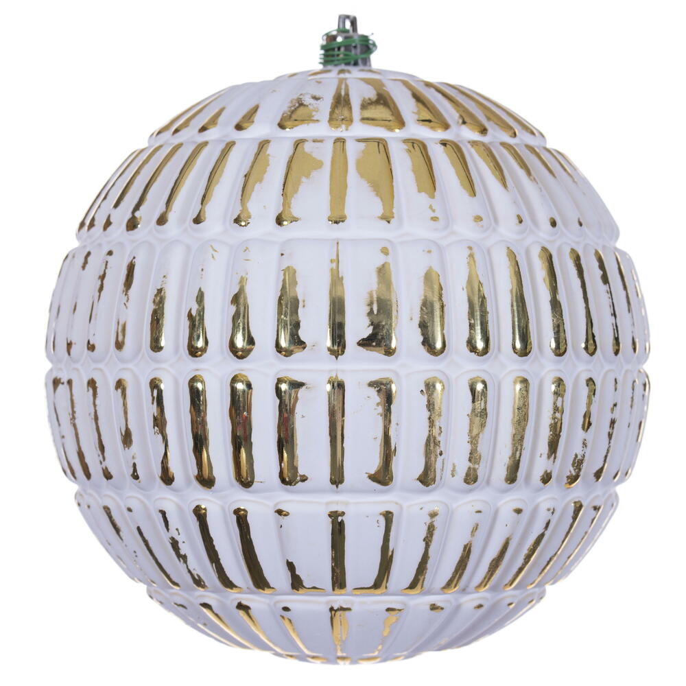 6” Gold Etch Line White Brush Orn 4/Bag