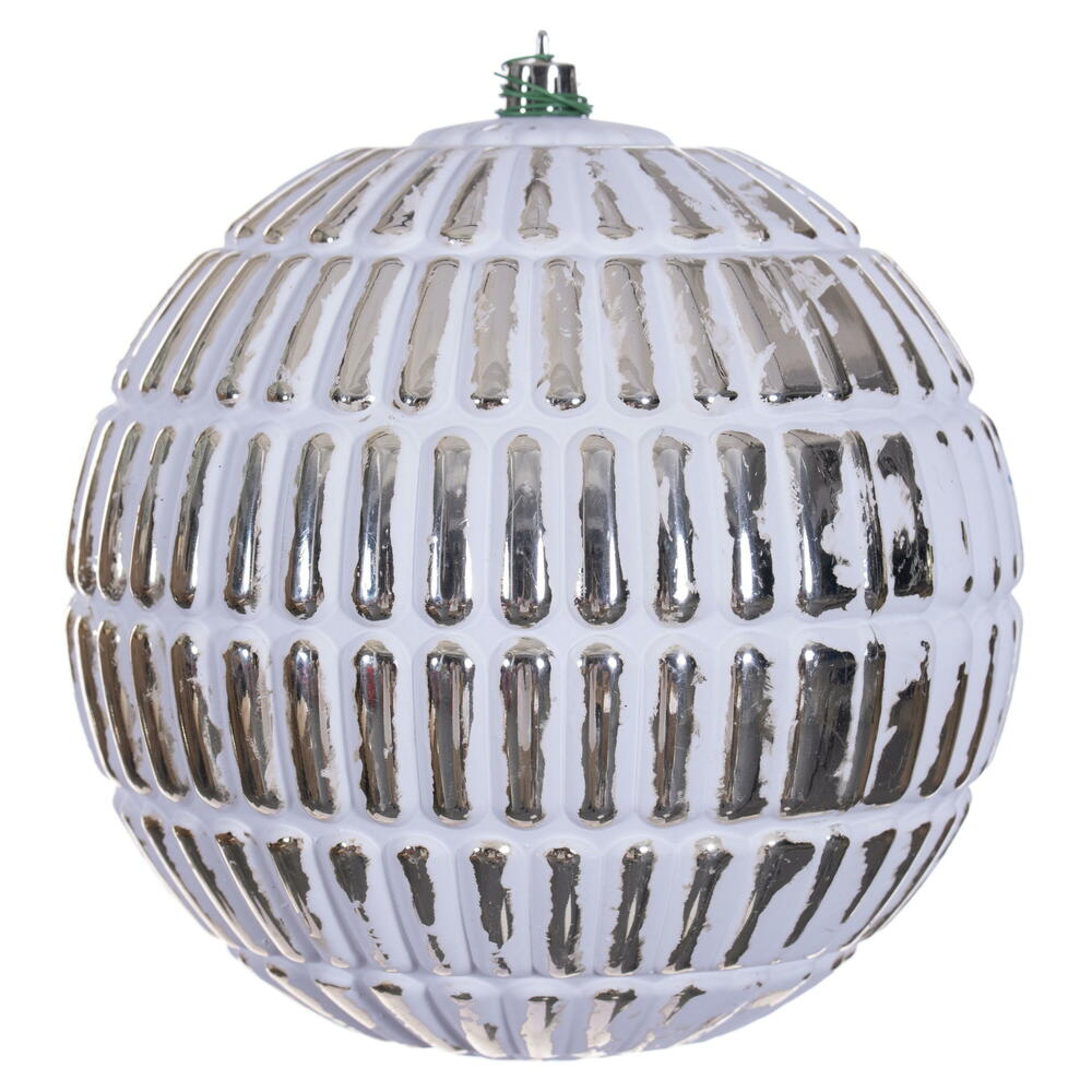 6” Champagne Etch Line White Brush Orn 4