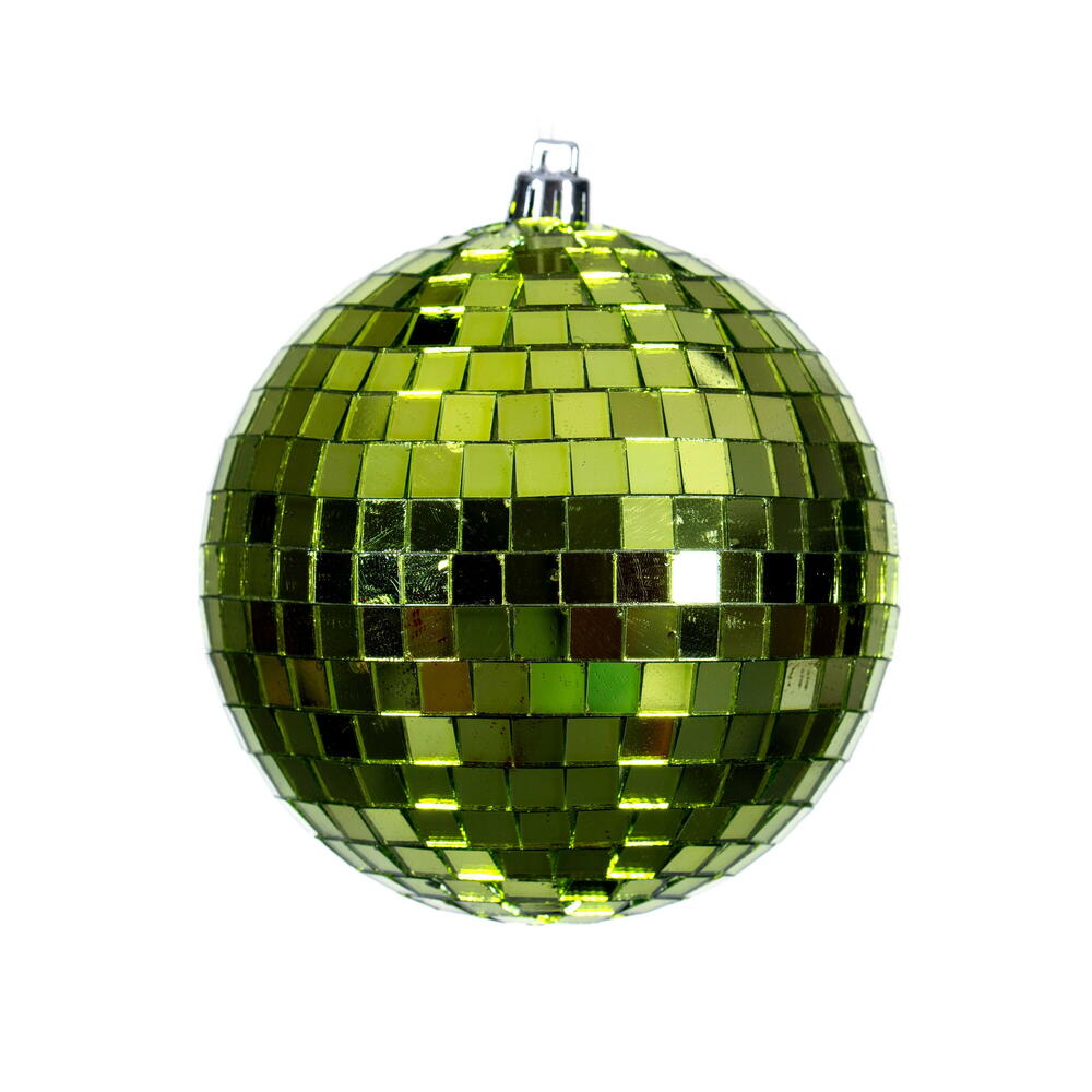 4″ Lime Mirror Ball Ornament 6/Bag