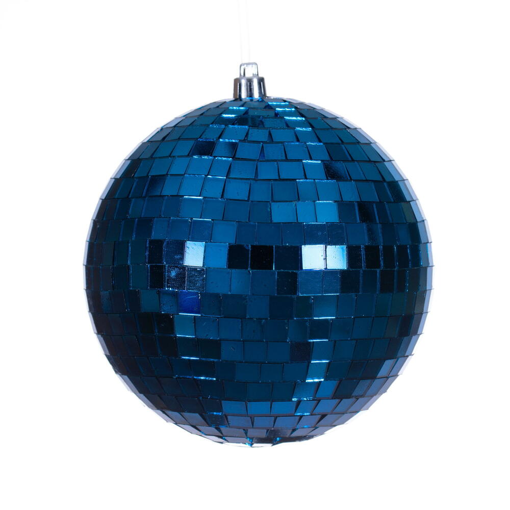 4.75” Blue Mirror Ball Ornament 4/Bag
