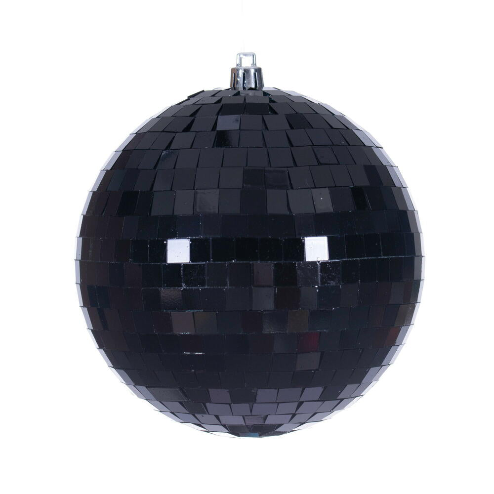 4.75″ Black Mirror Ball Ornament 4/Bag