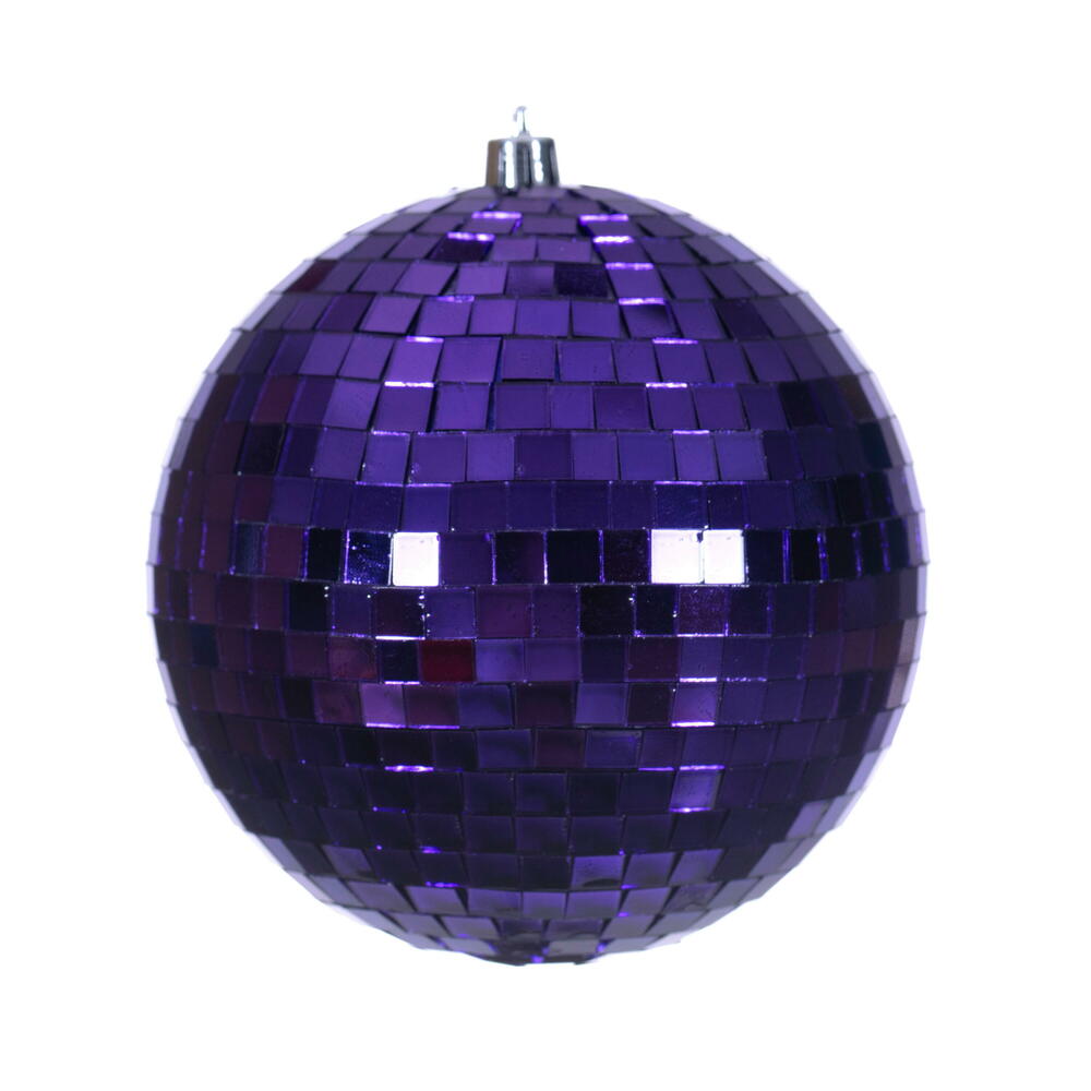4.75” Purple Mirror Ball Ornament 4/Bag
