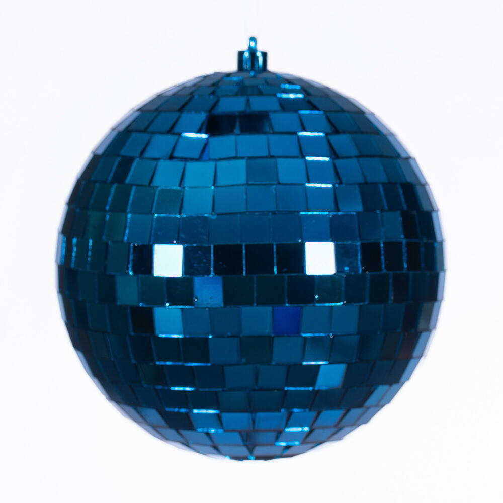 6” Blue Mirror Ball Ornament 4/Bag