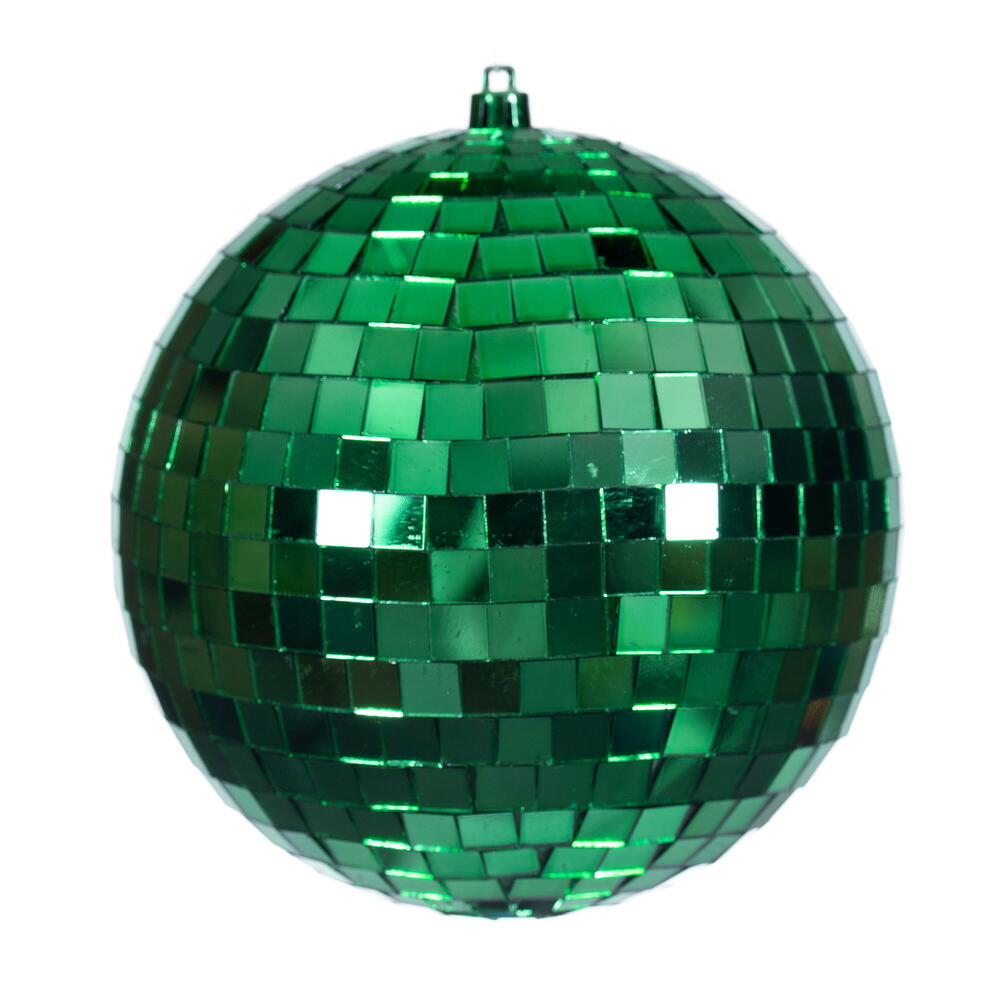 6” Green Mirror Ball Ornament 4/Bag