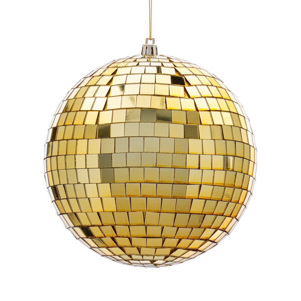 6” Gold Mirror Ball Ornament 4/Bag