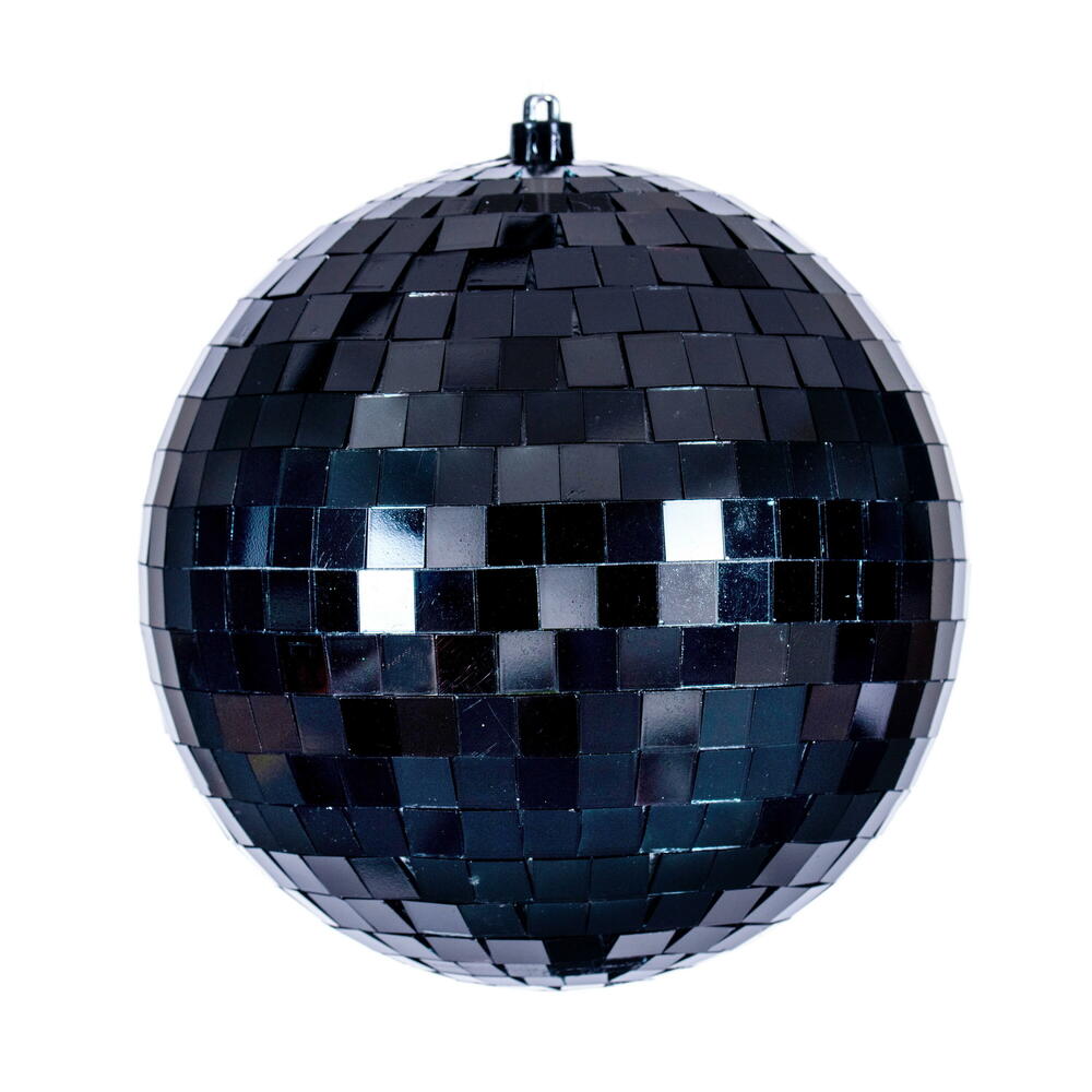 6” Black Mirror Ball Ornament 4/Bag