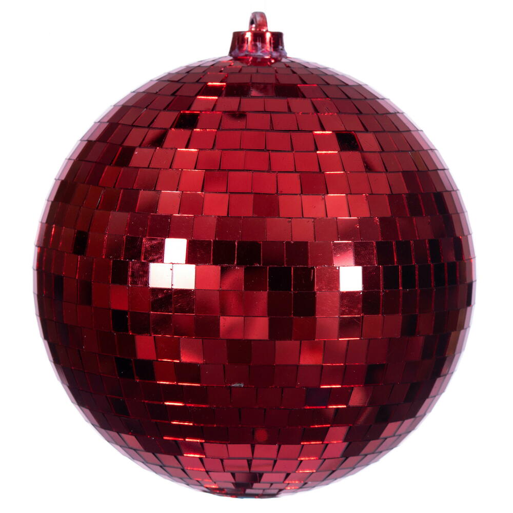 8” Red Mirror Ball Ornament