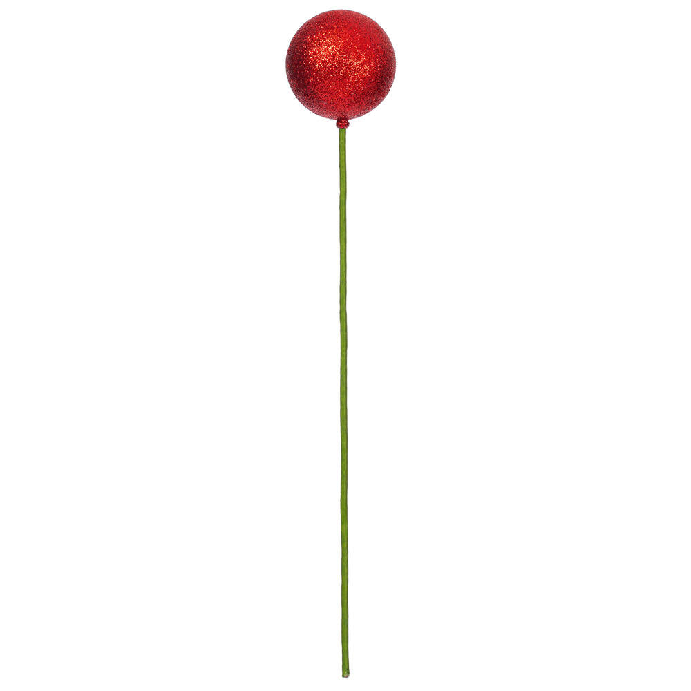 3” x 18” Red Glitter Ball Stick 12/Bag