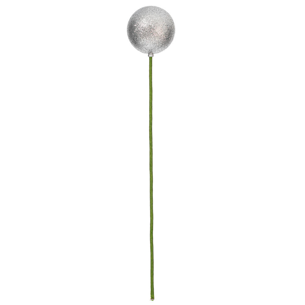 3” x 18” Silver Glitter Ball Stick 12/Ba