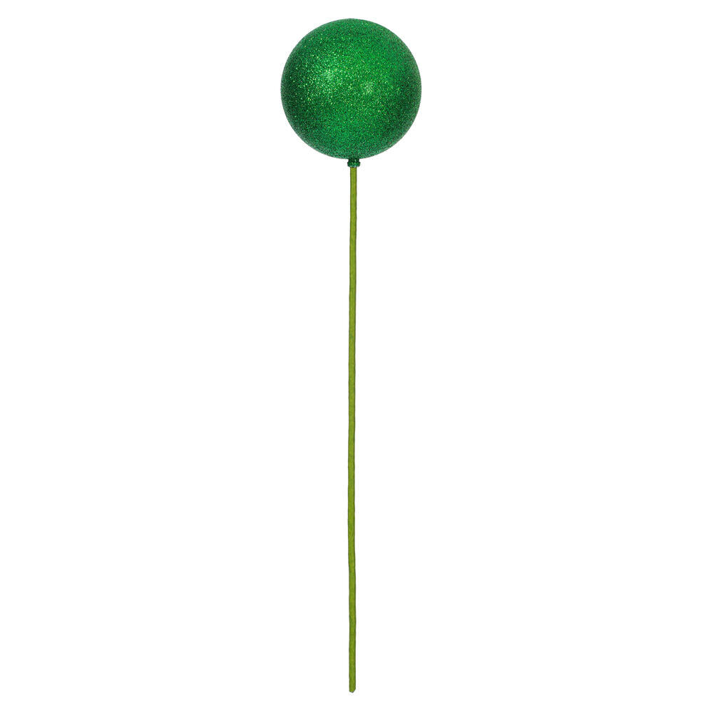 4” x 18” Green Glitter Ball Stick 6/Bag