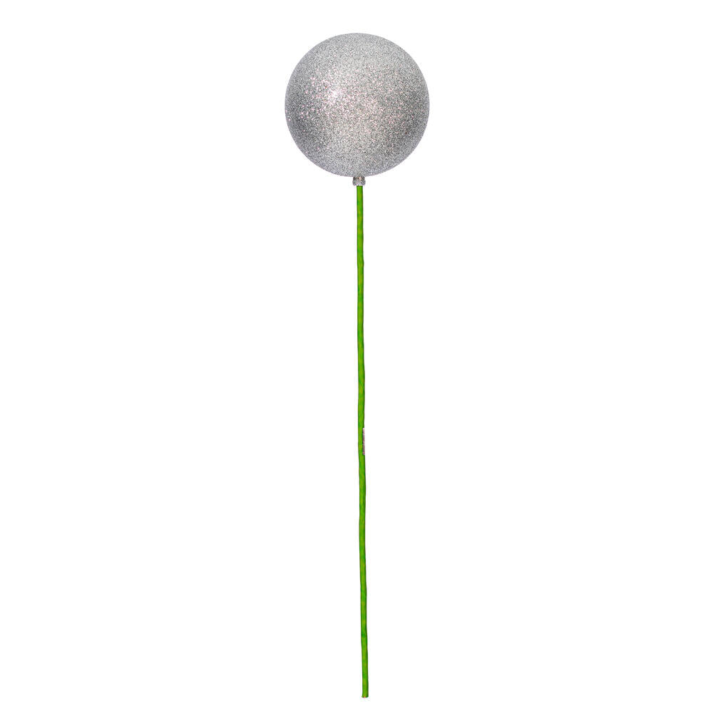 4” x 18” Silver Glitter Ball Stick 6/Bag