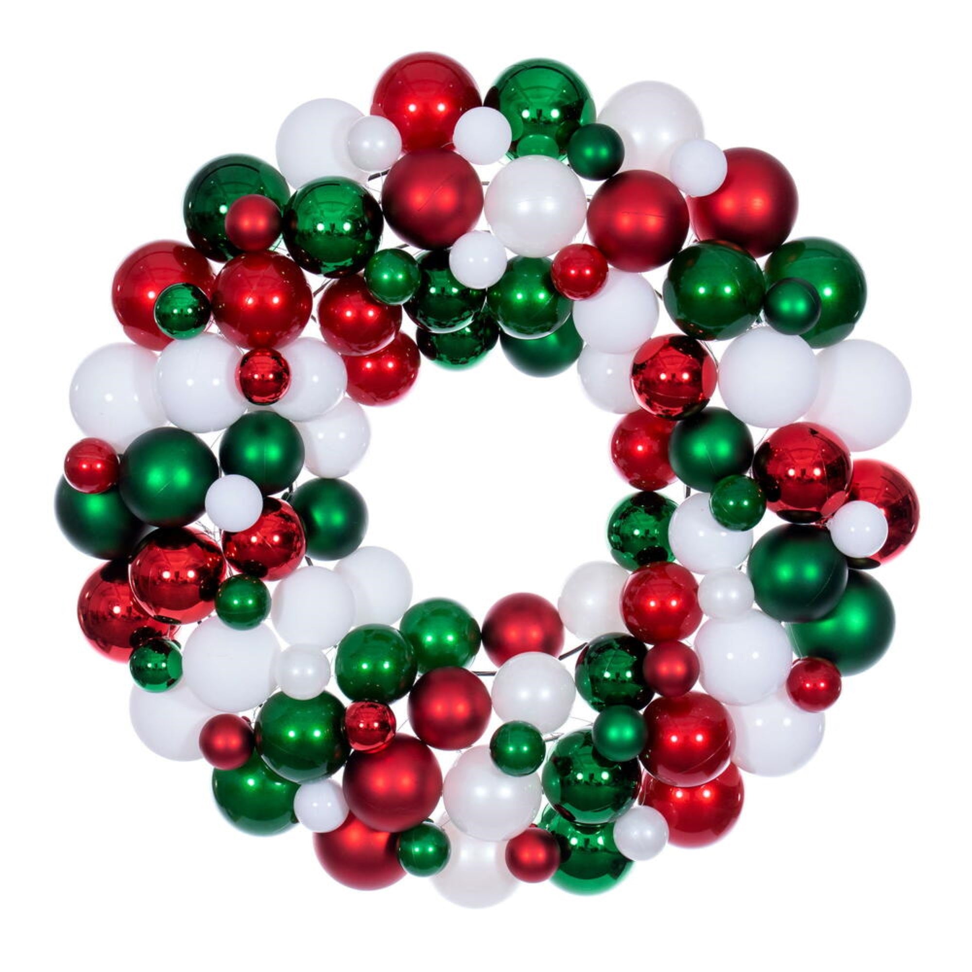 24” White/Red/Green Ball Wreath