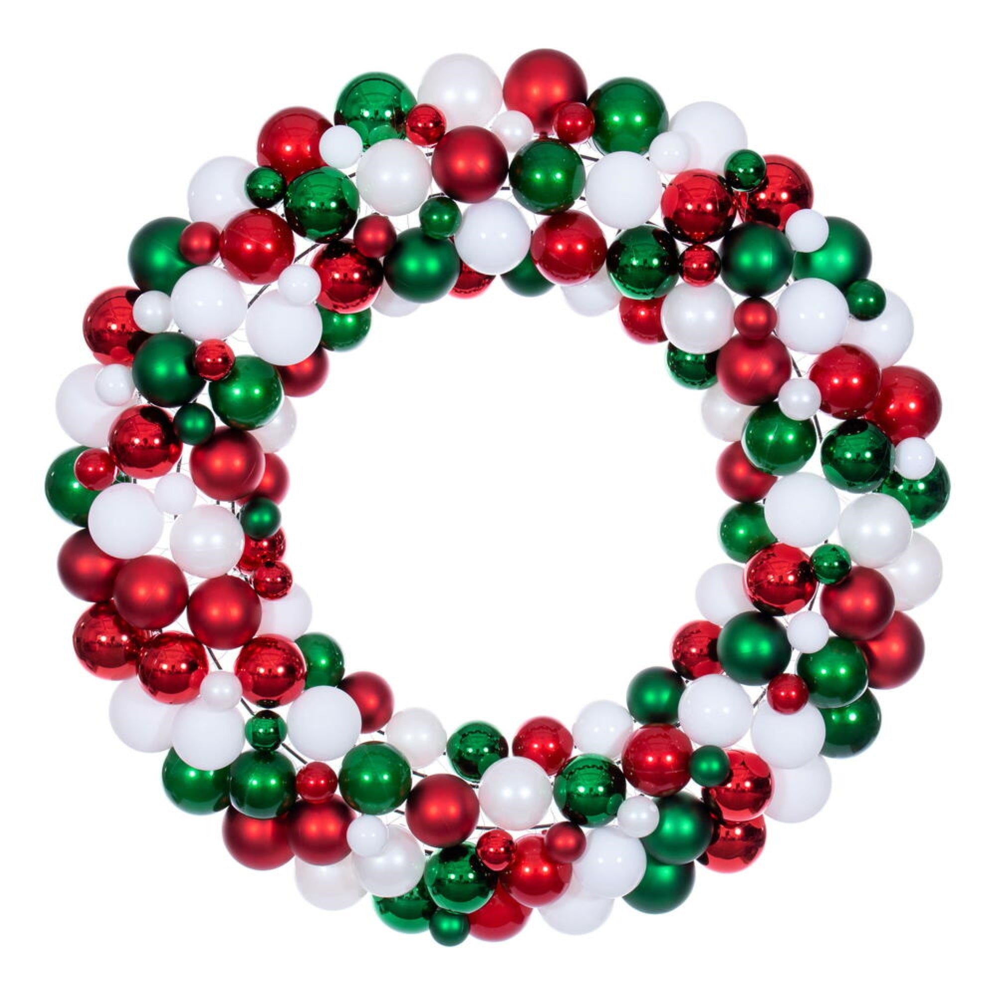 30” White/Red/Green Ball Wreath