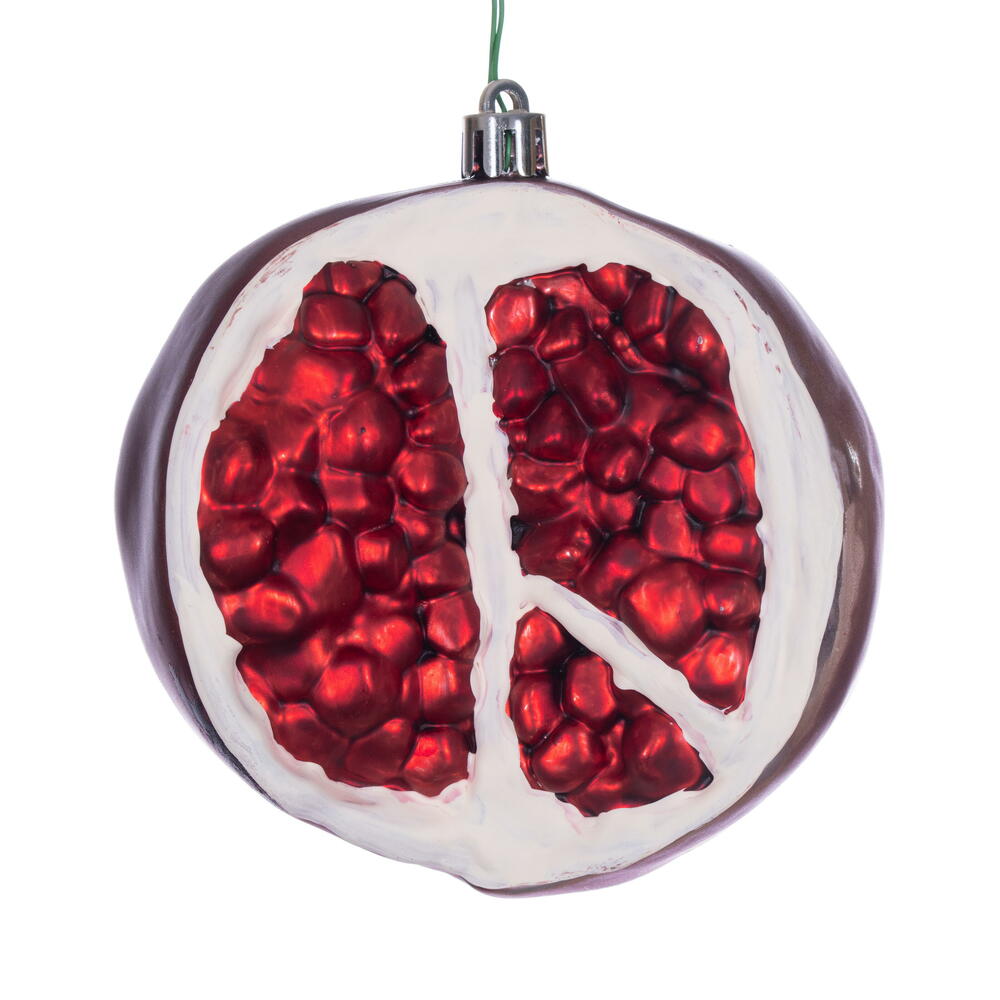 4” Pomegranate Fruit Matte Ornament 6/Ba
